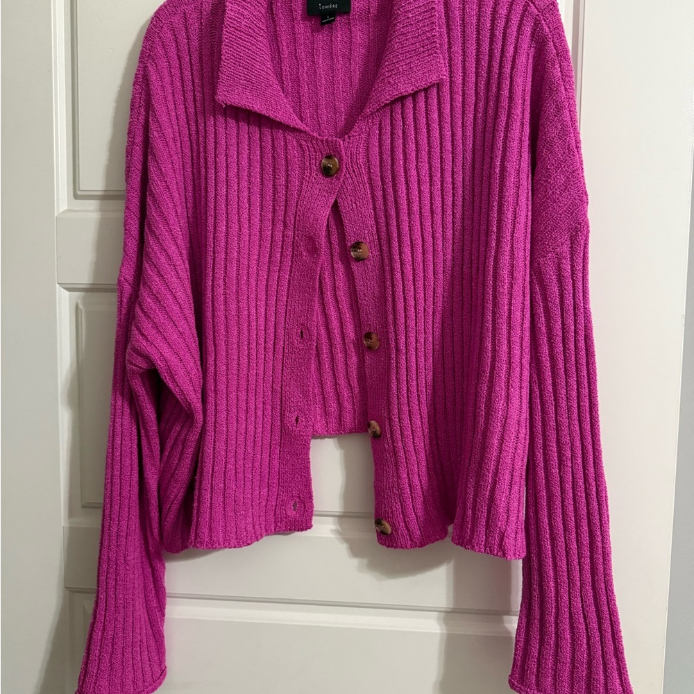 Pink Ribbed Women's Sweater